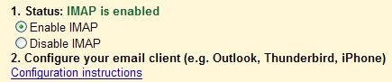 Enable IMAP